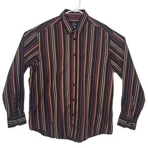 Bugatchi Uomo Button-Up Dress Shirt Mens Size XXL Multicolor Striped Long Sleeve